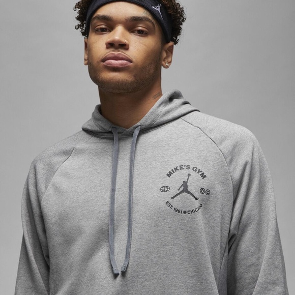 Nike Air Jordan Breakfast Club Mikes Gym Hoodie Size Medium Gray Jumpman Fleece - Picture 6 of 14